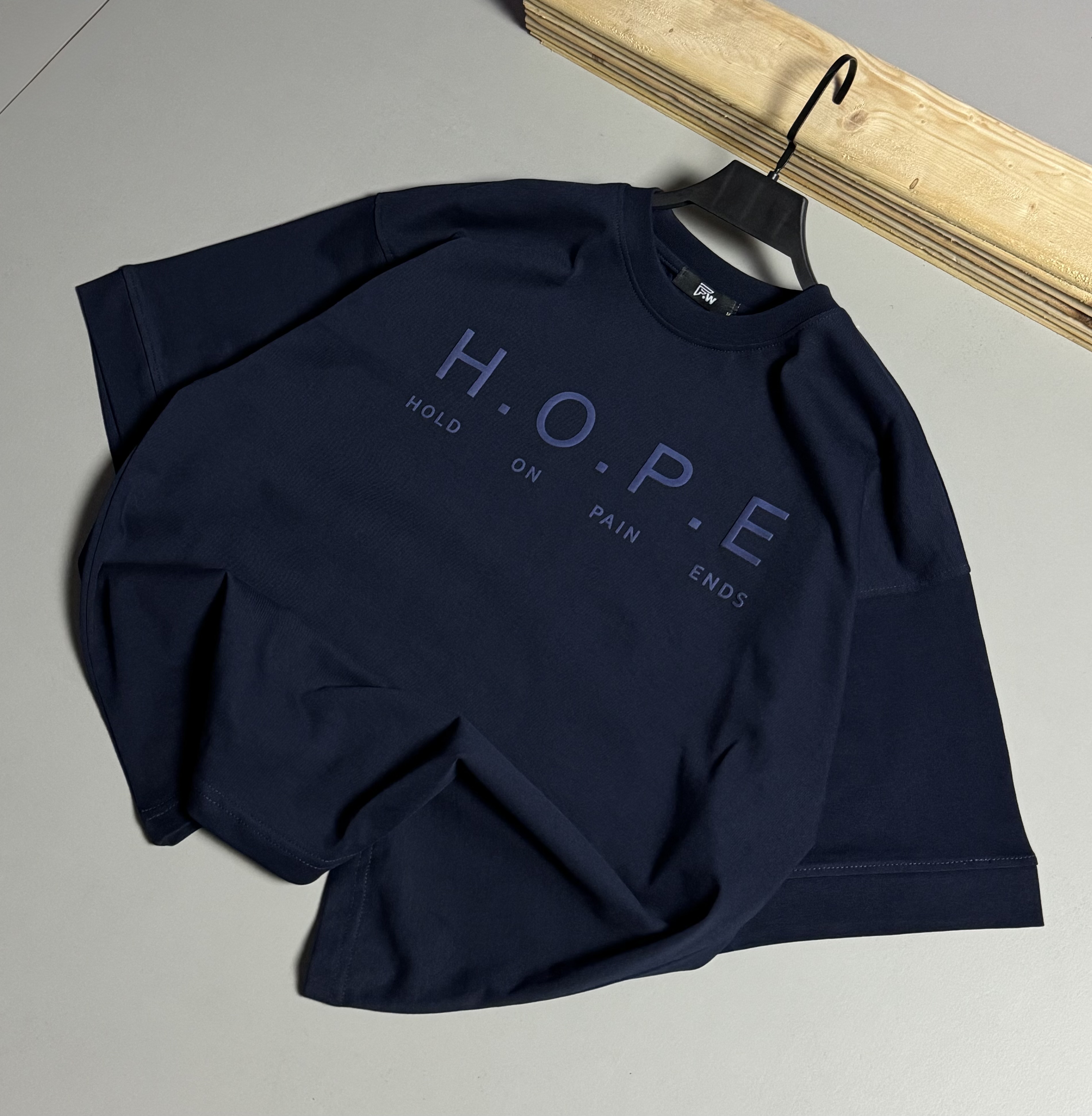 تیشرت باکسی مدل HOPE رنگ سرمه ای کد H-90