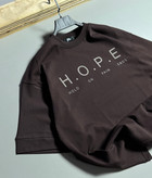 تیشرت باکسی مدل HOPE رنگ قهوه ای موکا کد H-91
