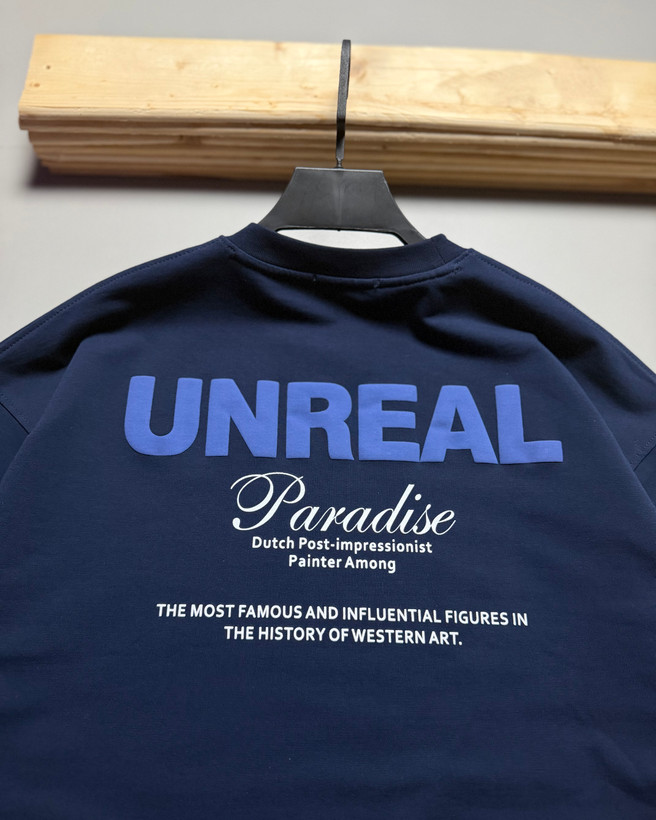تیشرت باکسی مدل UNREAL رنگ سرمه ای کد 251