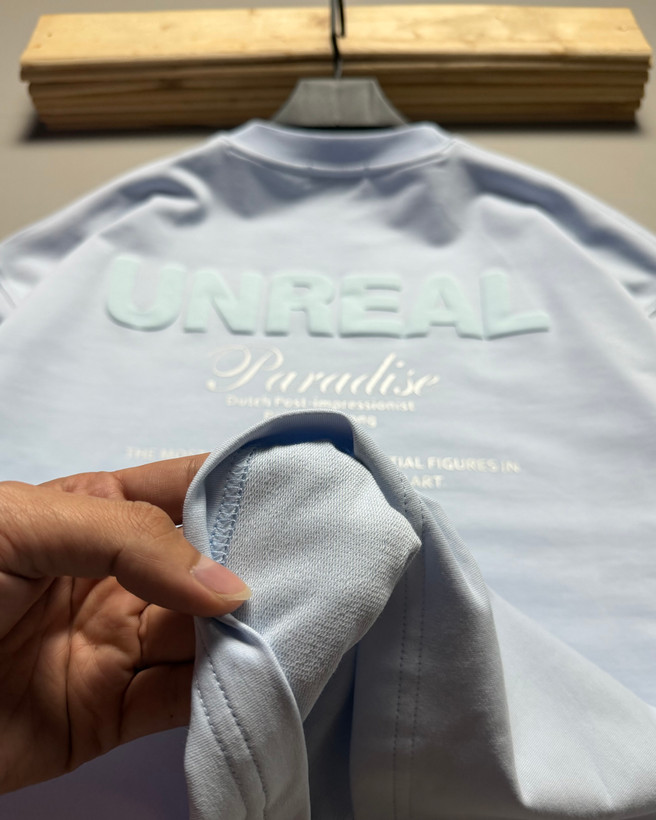 تیشرت باکسی مدل UNREAL رنگ آبی روشن کد 251