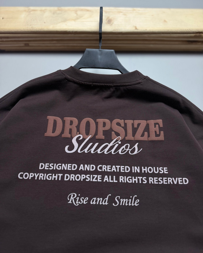 تیشرت باکسی مدل Dropsize رنگ قهوه ای موکا کد 338