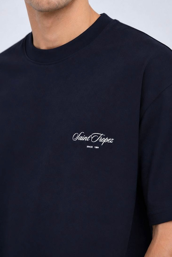 تیشرت باکسی مينيمال مدل Saint tropez رنگ سرمه اي کد 541