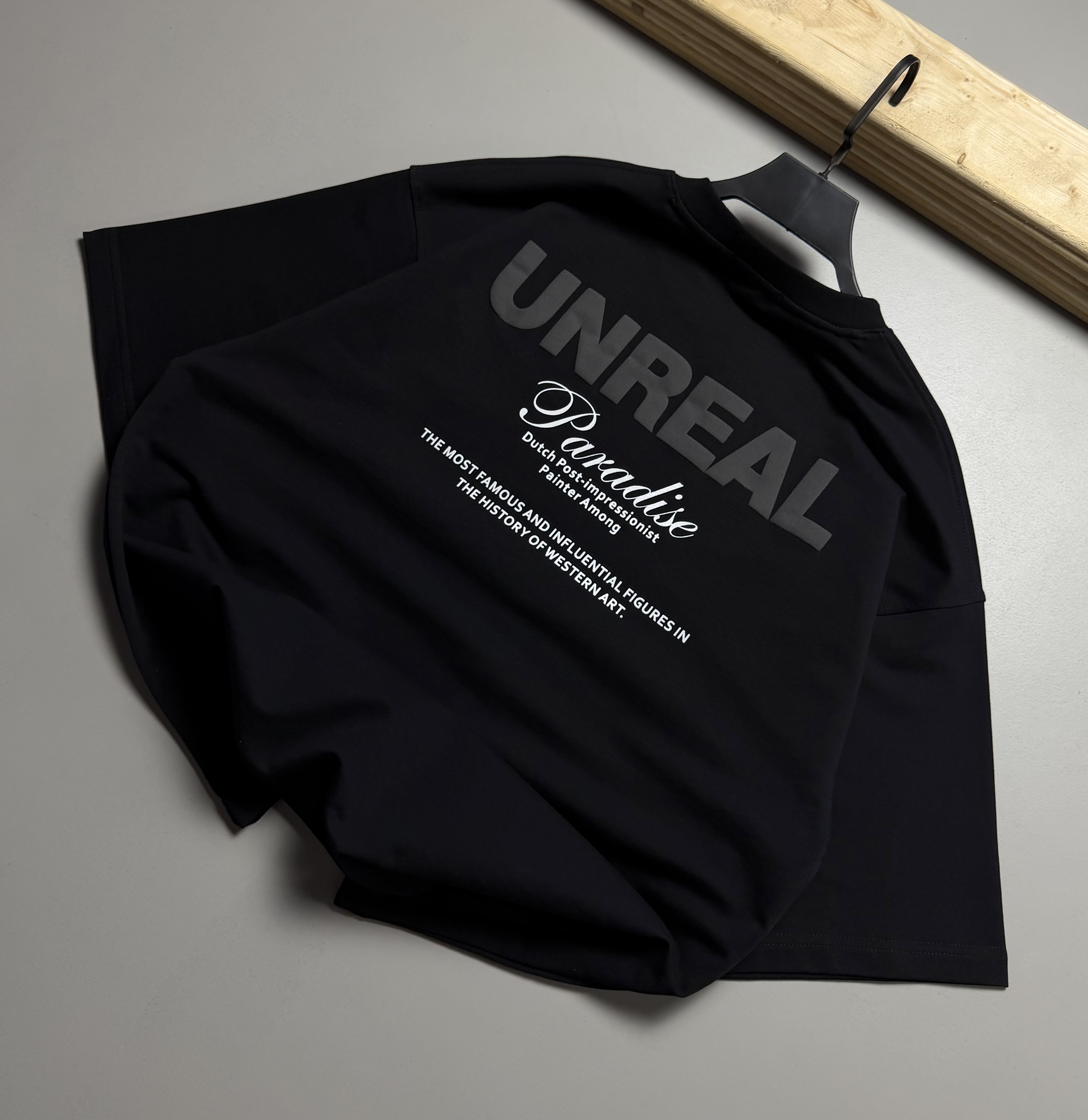 تیشرت باکسی مدل UNREAL رنگ مشکی کد 251