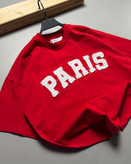 تیشرت قواره باکسی مدل تکه دوزی PARIS رنگ قرمز کد 832