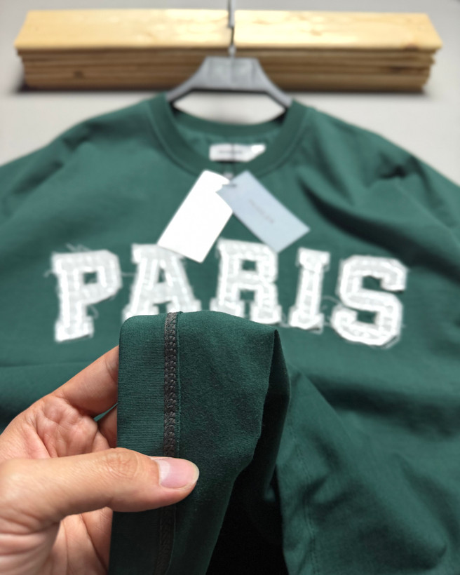 تیشرت قواره باکسی مدل تکه دوزی PARIS رنگ سبز کد 832