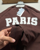 تیشرت قواره باکسی مدل تکه دوزی PARIS رنگ قهوه ای موکا کد 832