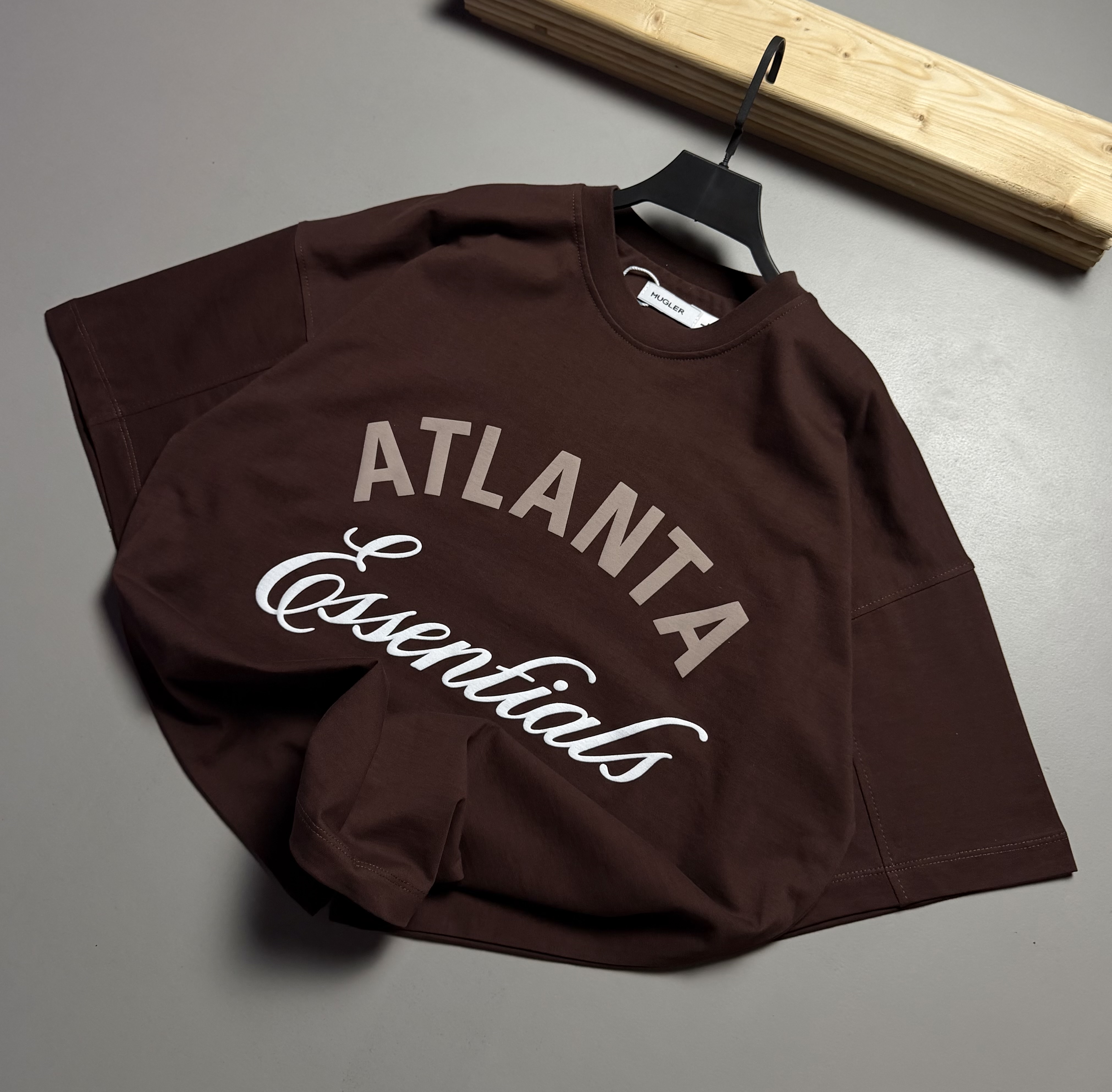 تیشرت قواره باکسی مدل ATLANTA رنگ قهوه ای موکا کد 834