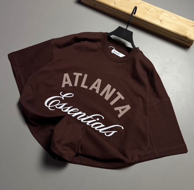 تیشرت قواره باکسی مدل ATLANTA رنگ قهوه ای موکا کد 834