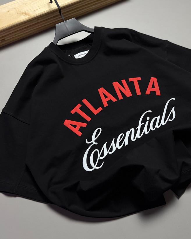 تیشرت قواره باکسی مدل ATLANTA رنگ مشكي کد 834