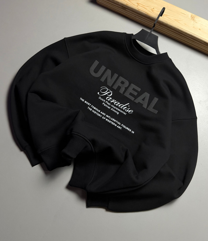 دورس باکسی سه نخ پنبه مدل UNREAL رنگ مشکی کد 443
