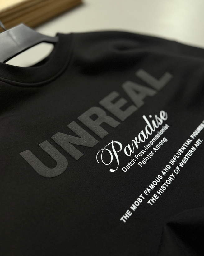 دورس باکسی سه نخ پنبه مدل UNREAL رنگ مشکی کد 443