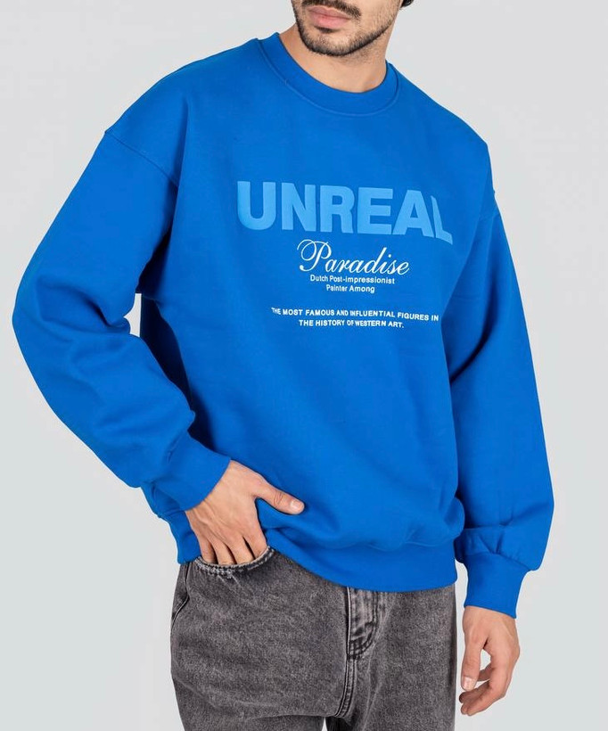 دورس باکسی سه نخ پنبه مدل UNREAL رنگ آبی شالی کد 443