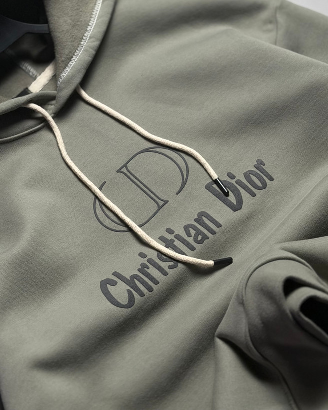 هودی سه نخ پنبه مدل Christian Dior رنگ سبز سدری کد 376