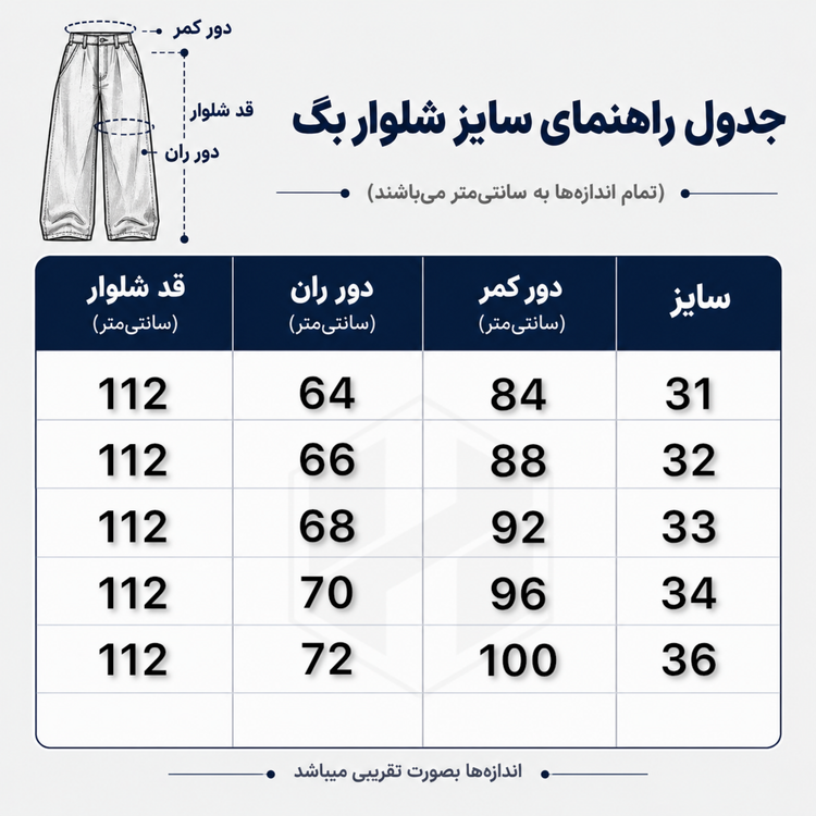 شلوار جین بگ مردانه رنگ آبی تیره کد 5197